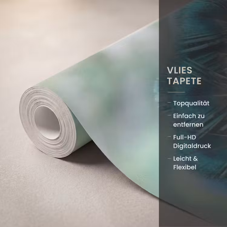 Pauw - Veren - Blauw Behang Vlies klein -USP_closeupDE