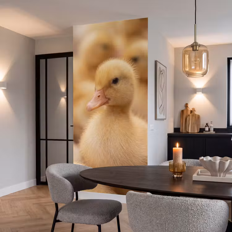 Pijltje - Eend - Natuur - Geel Behang Vlies klein -sfeer3