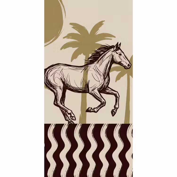 Paard - Galopperend - Woestijn - Illustratie Behang Vlies klein -3d_website