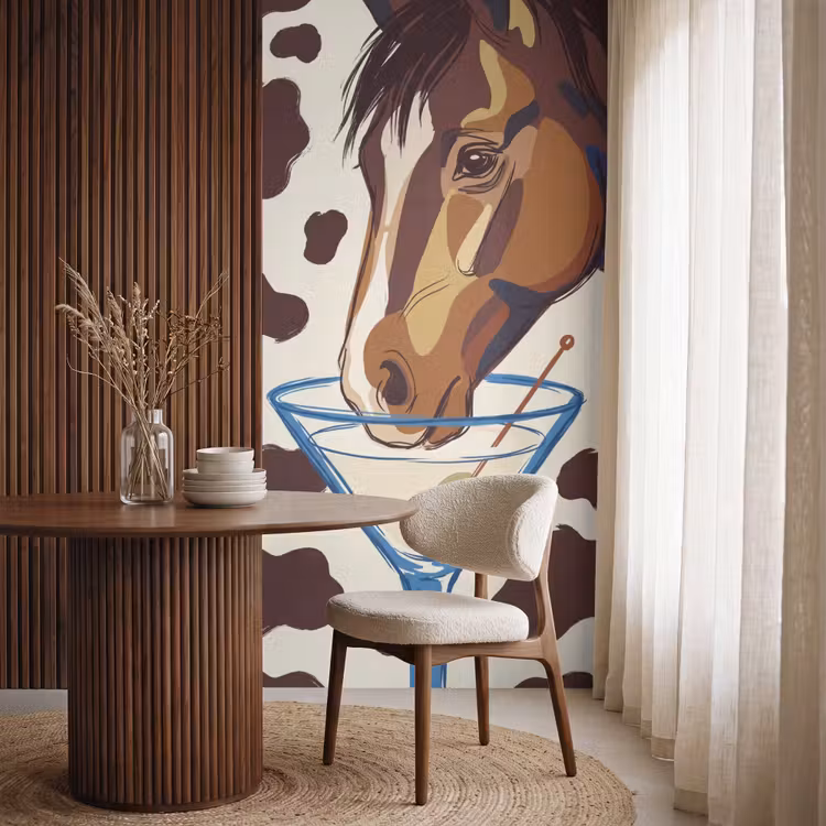 Paard - Martini - Dieren - Abstract - Bruin Behang Vlies klein -sfeer1