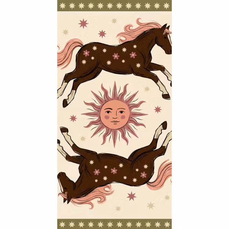Paard - Zon - Mystiek - Illustratie - Roze Behang Vlies klein -3d_website