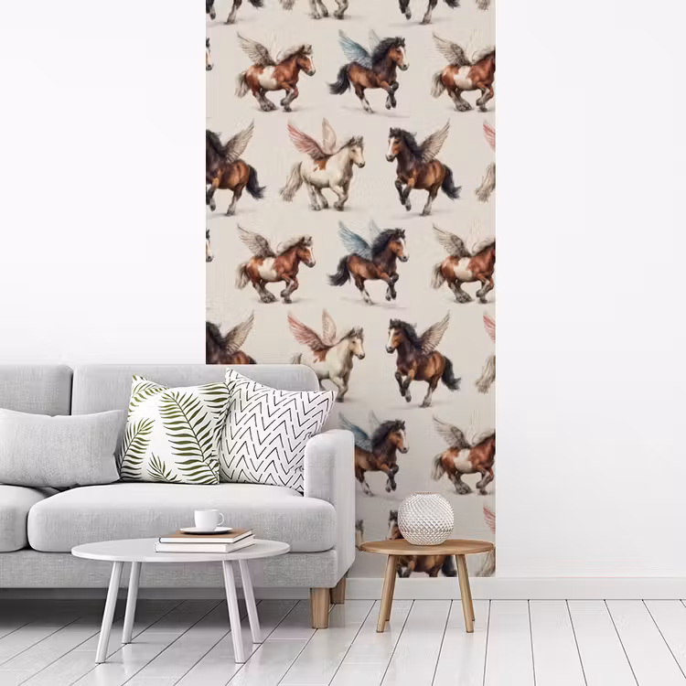 Paarden - Vleugels - Kleurrijk fotobehang vinyl groot 64 -woonkamer