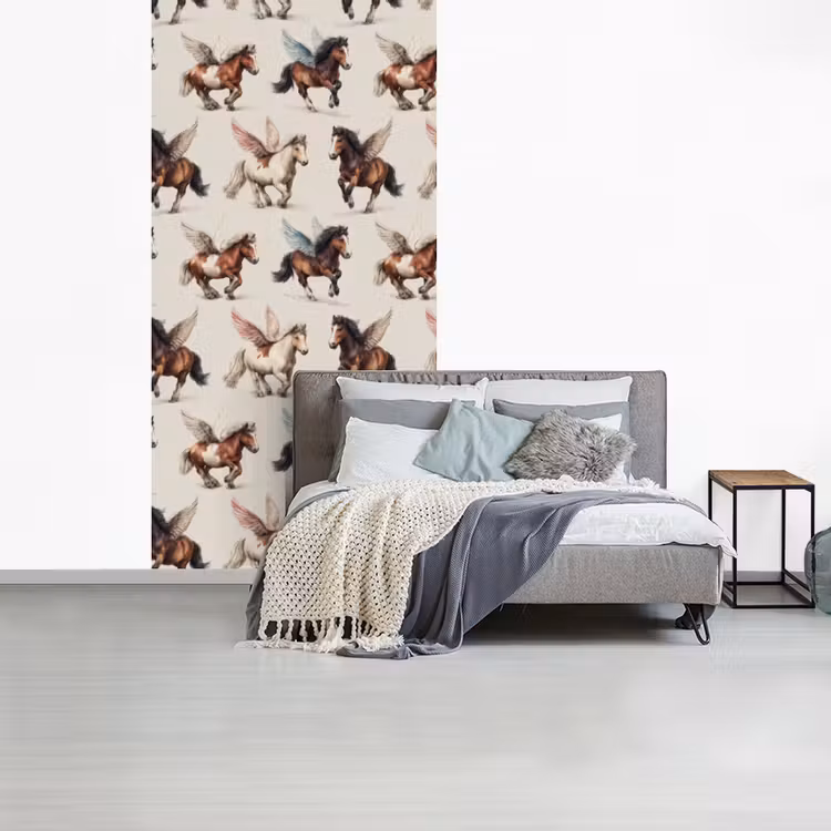 Paarden - Vleugels - Kleurrijk fotobehang vinyl groot 64 -slaapkamer