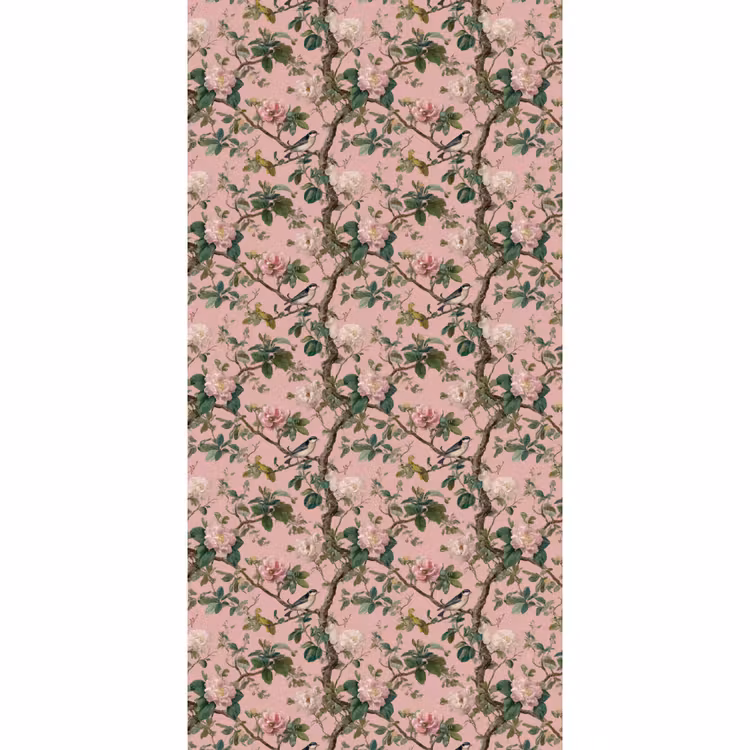 Pioenrozen - Botanisch - Vogel Behang Vlies klein 1076 -3d_website