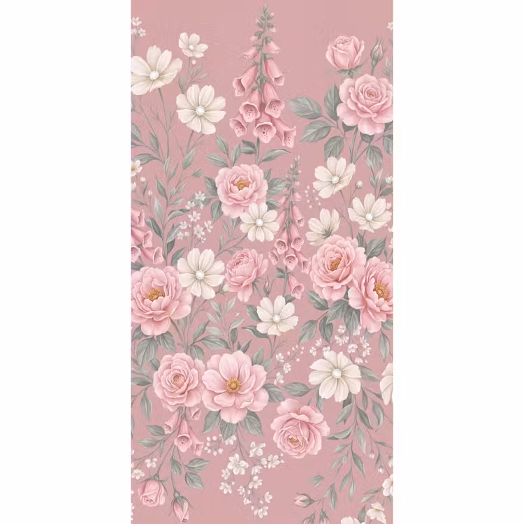 Pioenrozen - Vingerhoedskruid - Pink Behang Vlies klein -3d_website
