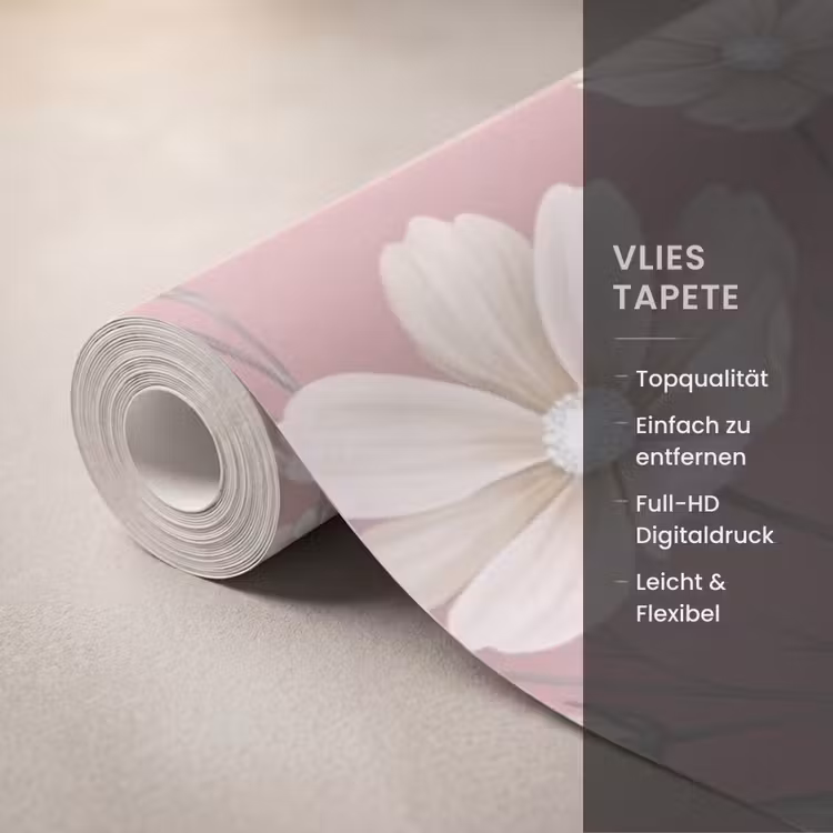 Pioenrozen - Vingerhoedskruid - Pink Behang Vlies klein -USP_closeupDE
