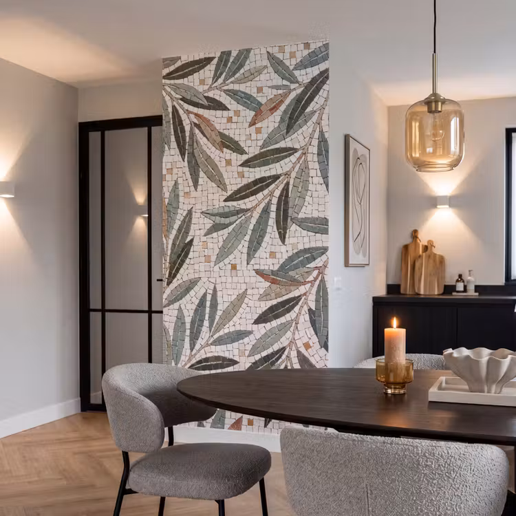 Plant - Blad - Mozaïek - Groen Behang Vlies klein -sfeer3