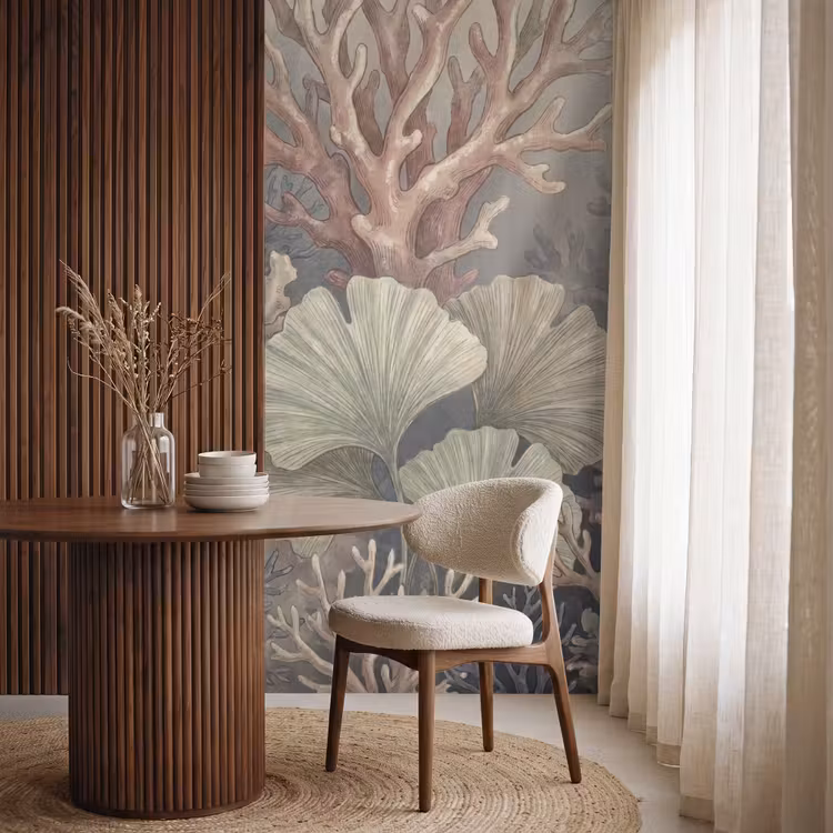 Plant - Bladeren - Zee - Illustratie - Groen Behang Vlies klein -sfeer1