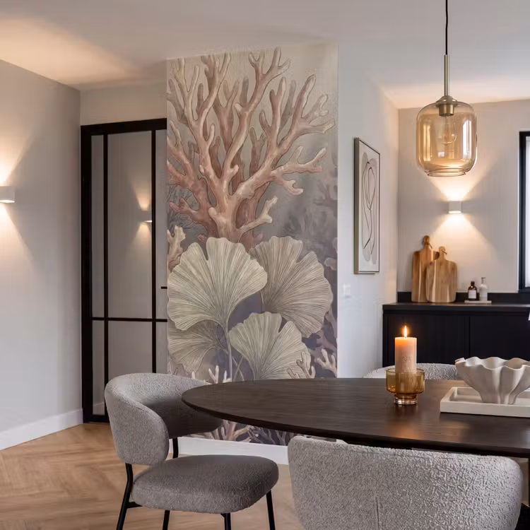 Plant - Bladeren - Zee - Illustratie - Groen Behang Vlies klein -sfeer3