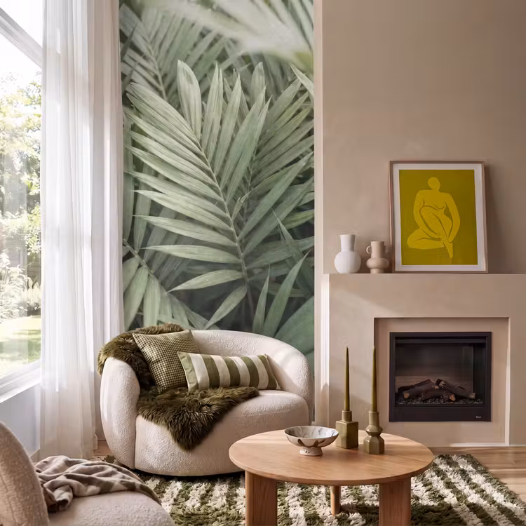 Plant - Palmbladeren - Natuur - Groen Behang Vlies klein -sfeer2