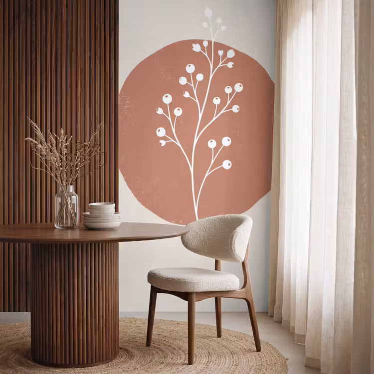 Plant - Tak - Abstract - Modern - Wit Behang Vlies klein -sfeer1