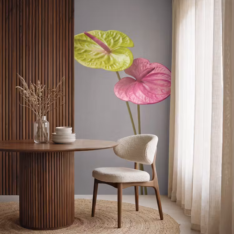Planten - Anthurium - Groen - Roze Behang Vlies klein -sfeer1