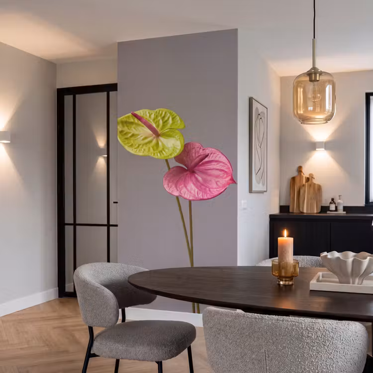 Planten - Anthurium - Groen - Roze Behang Vlies klein -sfeer3