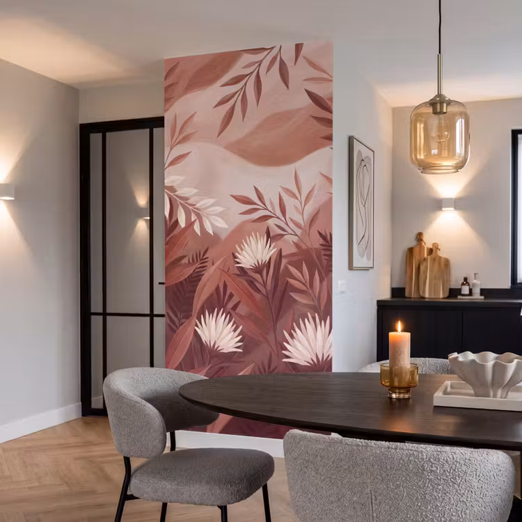 Planten - Bladeren - Botanisch - Modern - Bruin Behang Vlies klein -sfeer3