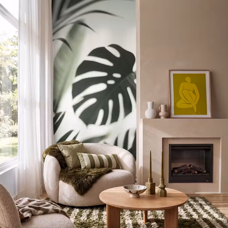 Planten - Bladeren - Natuur - Minimalistisch - Groen Behang Vlies klein -sfeer2