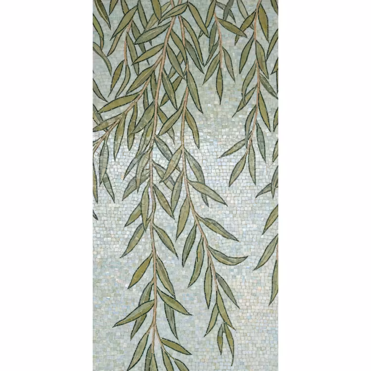Planten - Mozaïek - Patroon - Groen - Blauw Behang Vlies klein -3d_website
