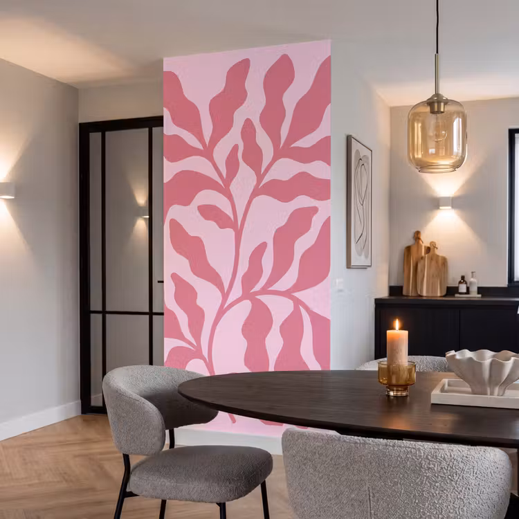 Planten - Organisch - Abstract - Modern - Roze Behang Vlies klein -sfeer3