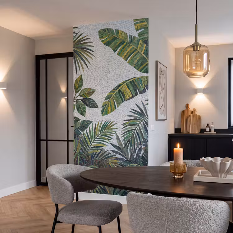 Planten - Tropisch - Mozaïek - Groen - Natuur Behang Vlies klein -sfeer3