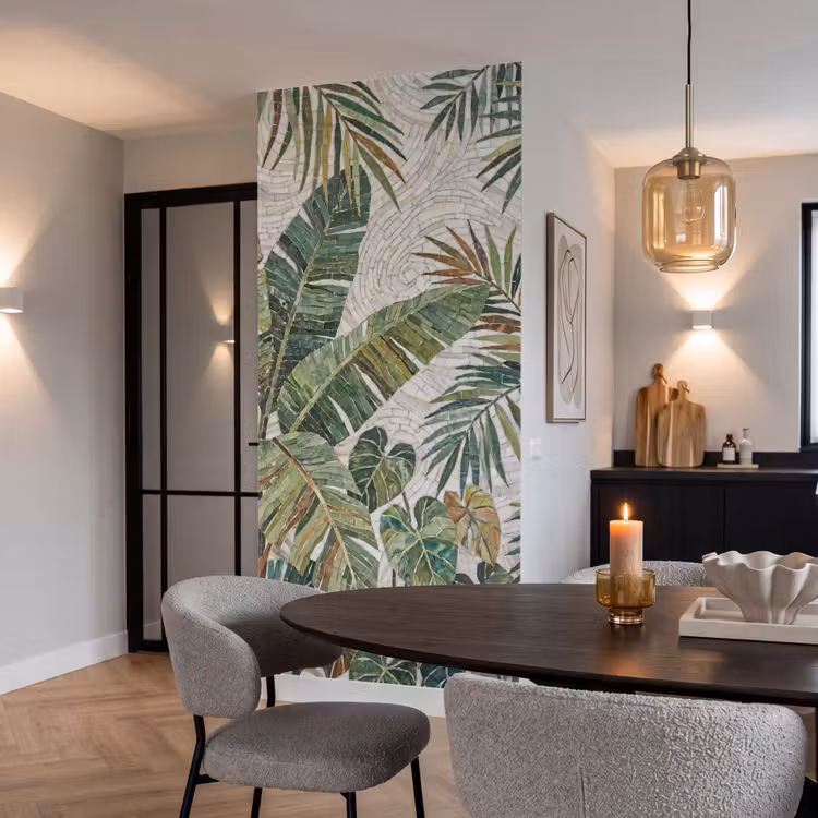 Planten - Tropisch - Mozaïek - Natuur - Groen Behang Vlies klein -sfeer3