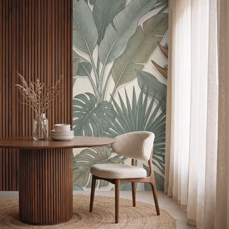 Planten - Tropisch - Natuur - Illustratie - Groen Behang Vlies klein -sfeer1