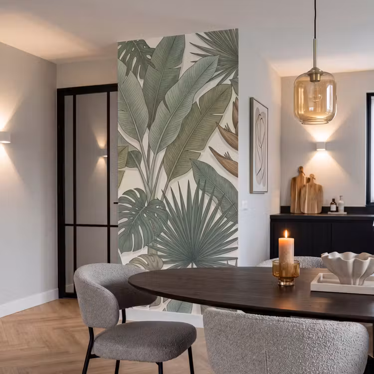 Planten - Tropisch - Natuur - Illustratie - Groen Behang Vlies klein -sfeer3