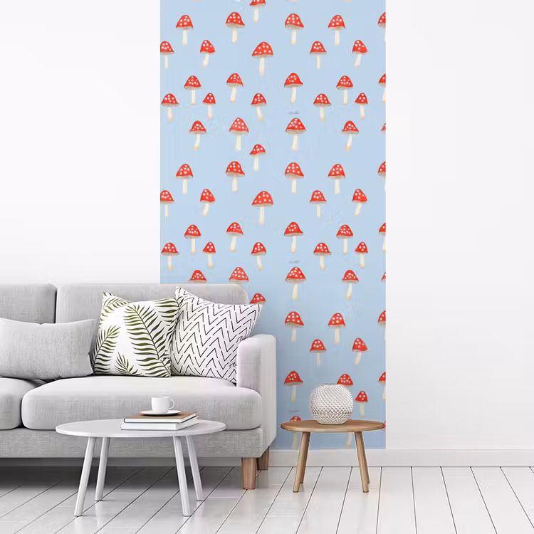 Paddenstoel -Sprookje - Blauw fotobehang vinyl groot 64 -woonkamer