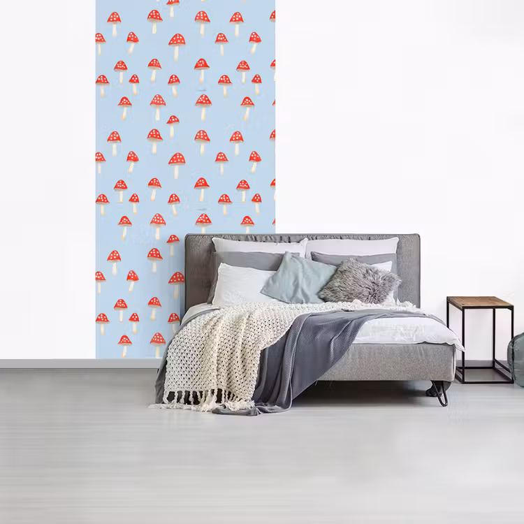 Paddenstoel -Sprookje - Blauw fotobehang vinyl groot 64 -slaapkamer
