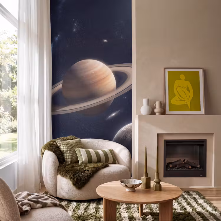 Planeten - Saturnus - Ruimte Behang Vlies klein -sfeer2