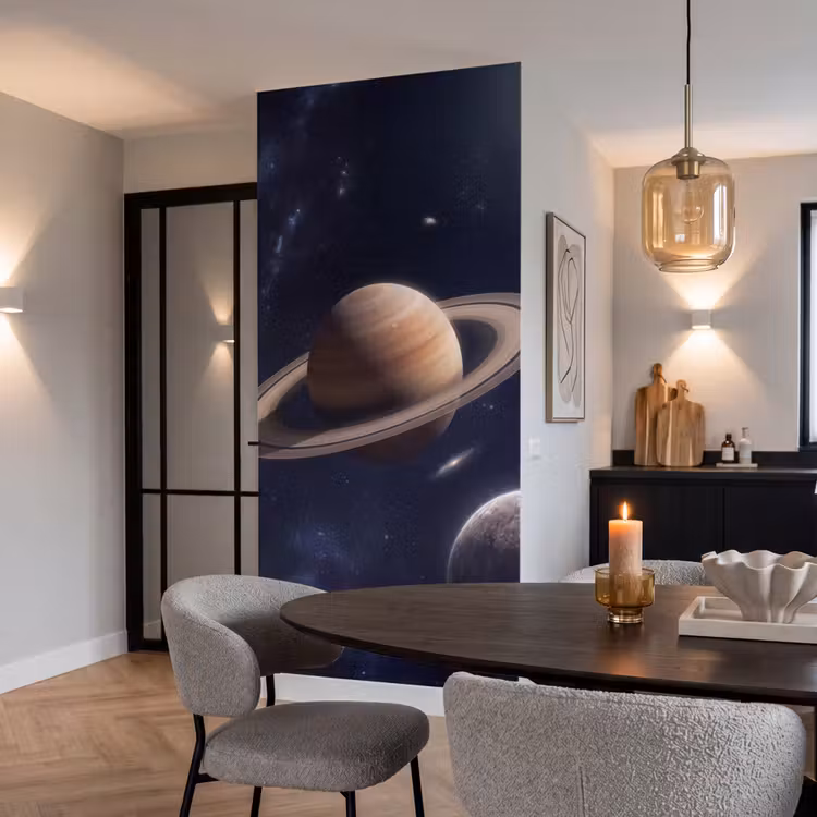 Planeten - Saturnus - Ruimte Behang Vlies klein -sfeer3