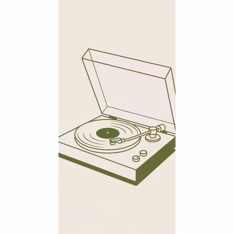 Platenspeler - Vinyl - Muziek - Minimalistisch - Groen Behang Vlies klein -3d_website
