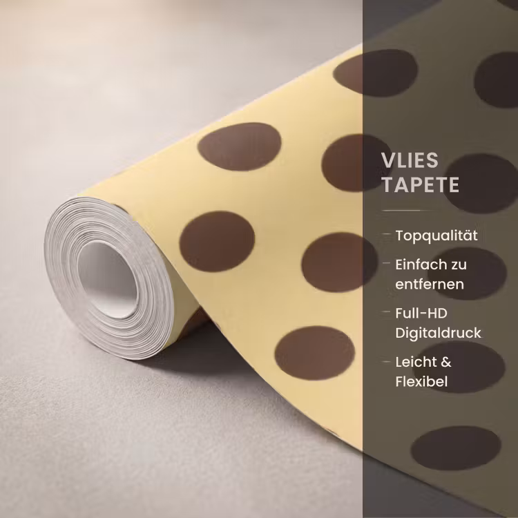Polka Dot - Stippen - Retro - Geel - Bruin Behang Vlies klein 1076 -USP_closeupDE