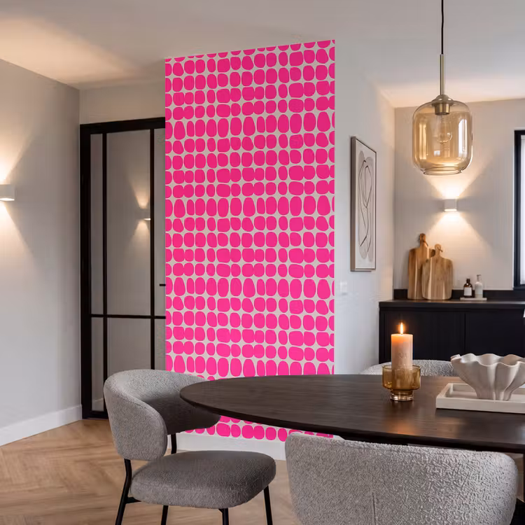 Stippen - Patroon - Roze Behang Vlies klein 1076 -sfeer3