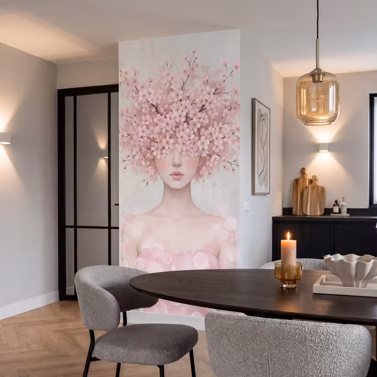 Portret - Kersenbloesem - Roze Behang Vlies klein -sfeer3