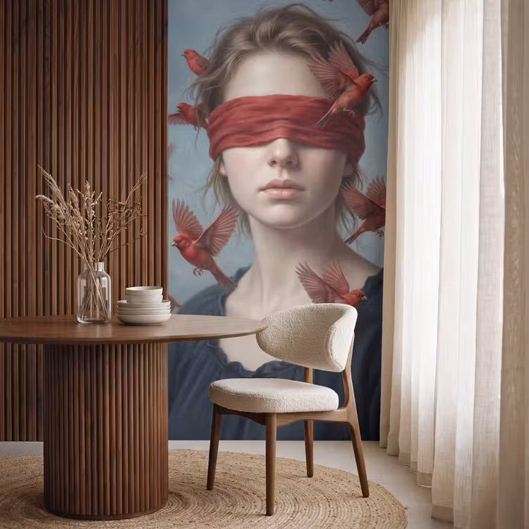 Portret - Krachtig - Rood Behang Vlies klein -sfeer1