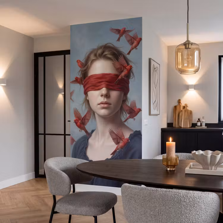 Portret - Krachtig - Rood Behang Vlies klein -sfeer3