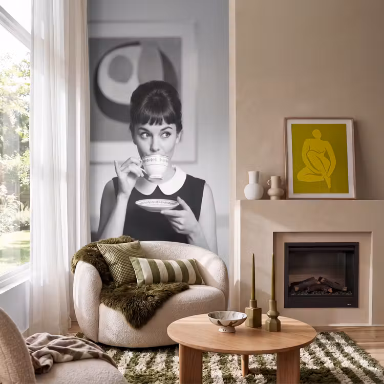 Portret - Thee - Vrouw Behang Vlies klein -sfeer2