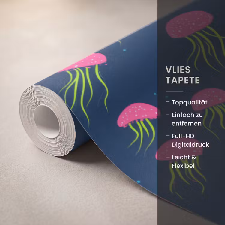 Kwallen - Diepzee - Neon Behang Vlies klein 1076 -USP_closeupDE