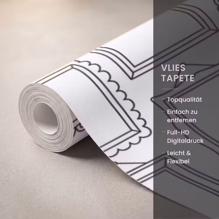 Lijsten - Patroon - Decoratie - Schets - Zwart-wit Behang Vlies klein -USP_closeupDE