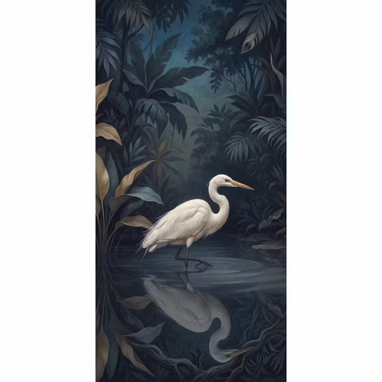 Reiger - Water - Natuur - Modern - Wit Behang Vlies klein -3d_website