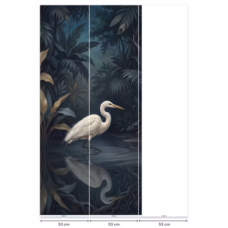 Reiger - Water - Natuur - Modern - Wit Behang Vlies klein -USP_banen