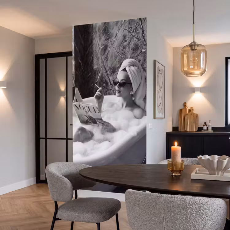 Relaxt - Bad - Zwart - Wit Behang Vlies klein -sfeer3
