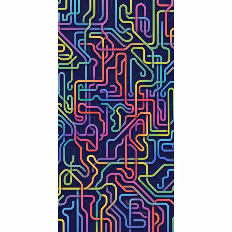 Retro - Abstract - Neon Behang Vlies klein -3d_website