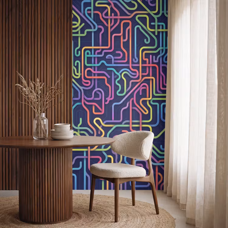 Retro - Abstract - Neon Behang Vlies klein -sfeer1