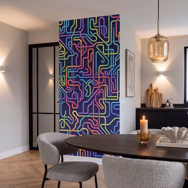 Retro - Abstract - Neon Behang Vlies klein -sfeer3