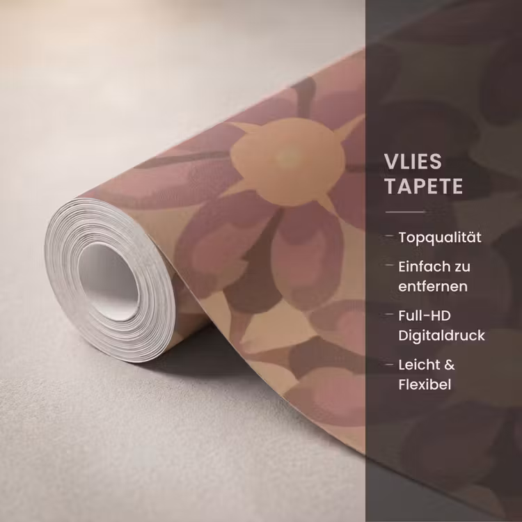 Retro - Bloemen - Bruin Behang Vlies klein 1076 -USP_closeupDE