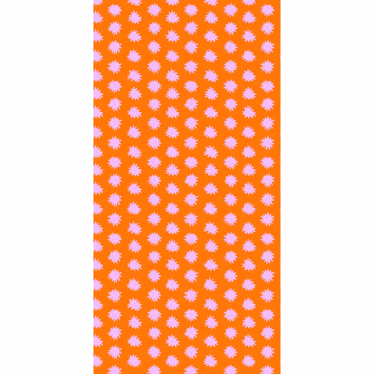 Retro - Bloemen - Oranje Behang Vlies klein 1076 -3d_website
