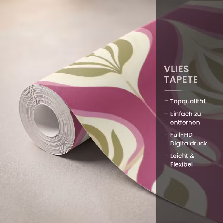 Retro - Floraal - Paars Behang Vlies klein 1076 -USP_closeupDE