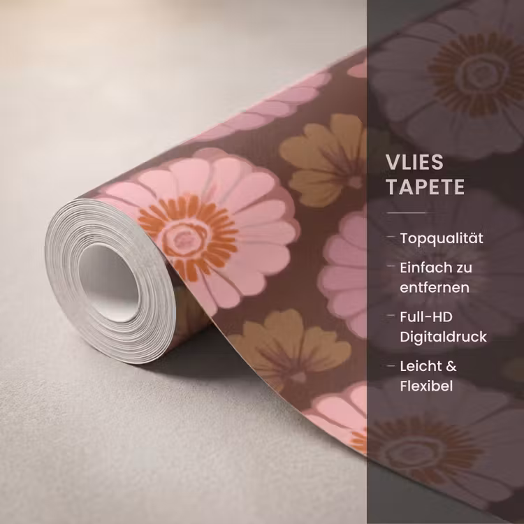 Retro - Madelief - Roze Behang Vlies klein 1076 -USP_closeupDE