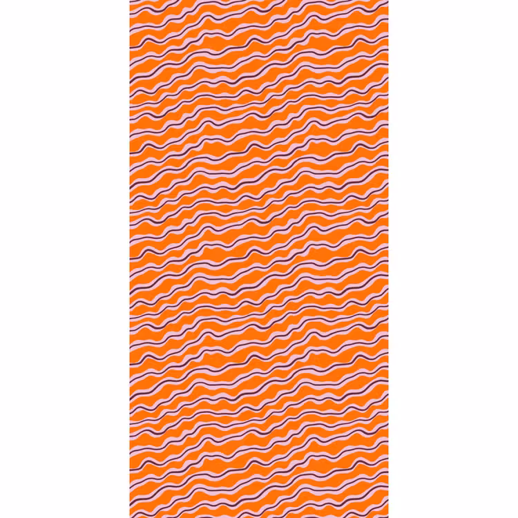 Retro - Golvend - Oranje Behang Vlies klein 1076 -3d_website