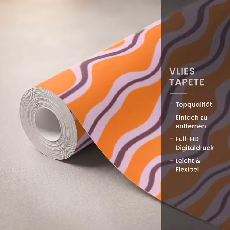 Retro - Golvend - Oranje Behang Vlies klein 1076 -USP_closeupDE